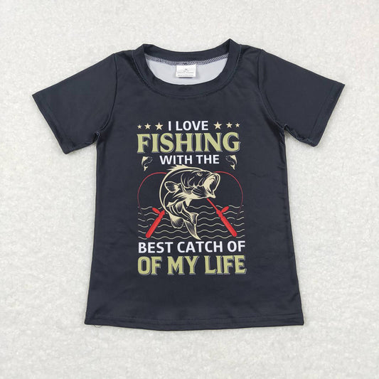 BT0414 toddler boy clothes retire fishing summer tshirt