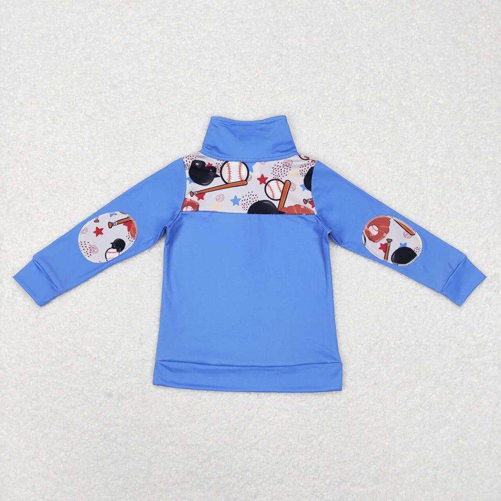 Sibling Baby Boys Long Sleeves Western Ducks Baseballs Half Zipper Pullovers Top