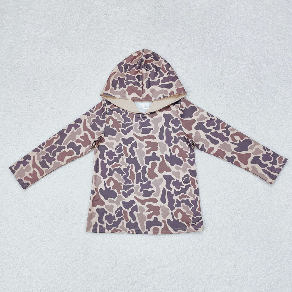 BT0739 Kids Khaki Camouflage Camo Hoodie Long Sleeve Tops