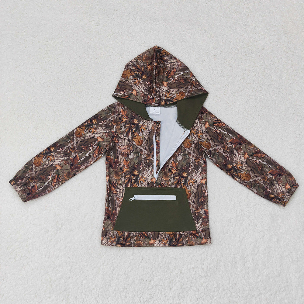 Sibling Baby Boys Western Camo Long Sleeves Pockets Zipper Hoodies Tops