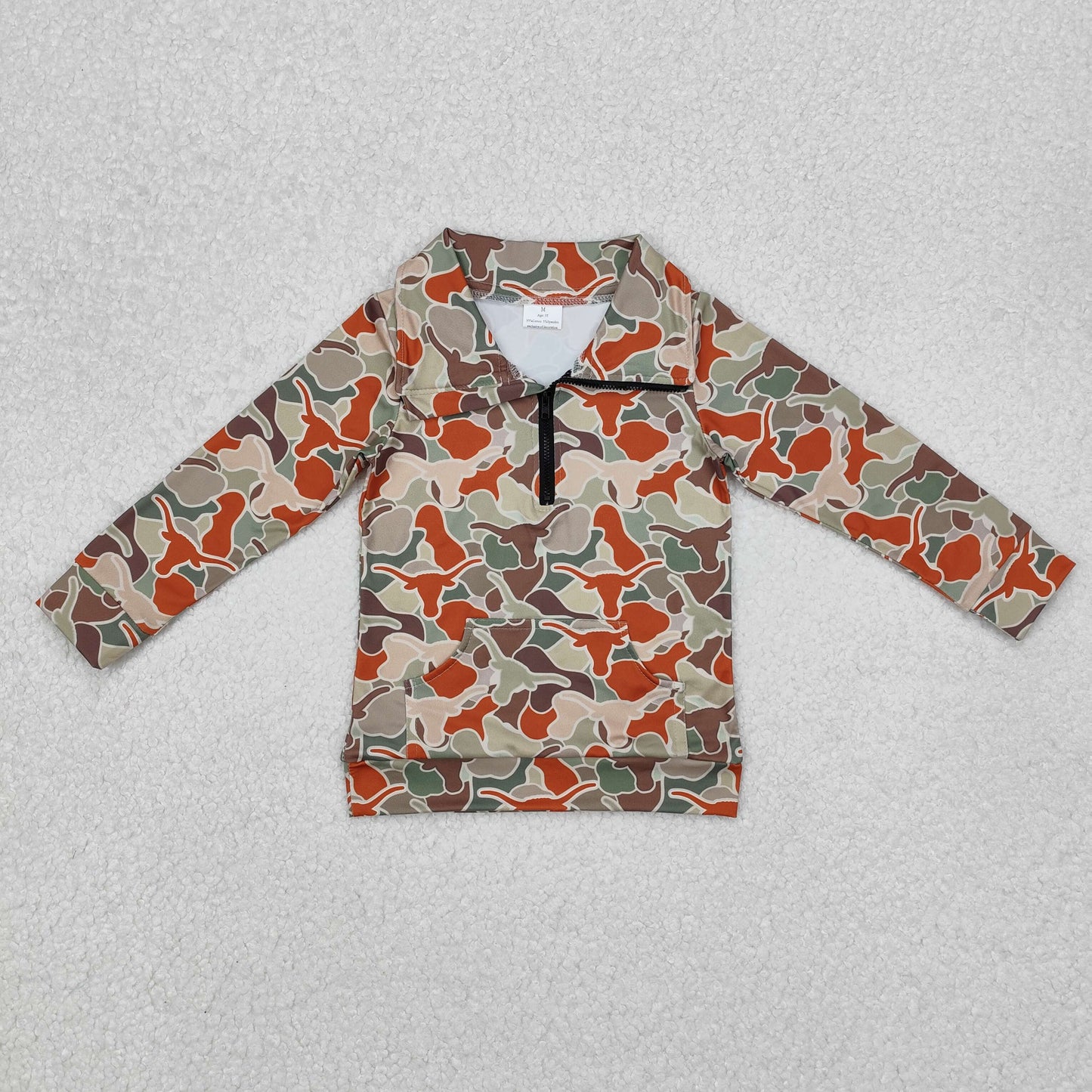 Sibling Baby Boys Long Sleeves Western Camo Aztec Pocket Half Zipper Pullovers Top