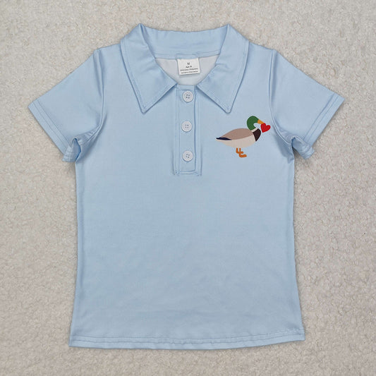 BT1106 boys blue duck heart buttons pullovers summer T-shirts