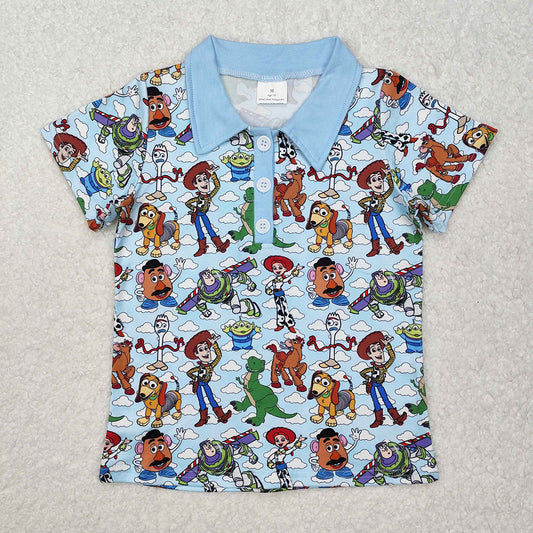BT1158 boys blue toy buttons pullovers summer T-shirts