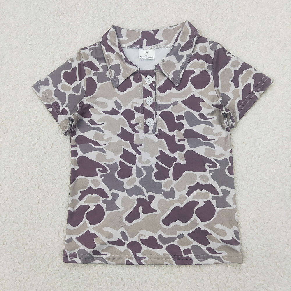 Sibling Baby Boys Short Sleeves Button Camouflage Polo Shirts Tops