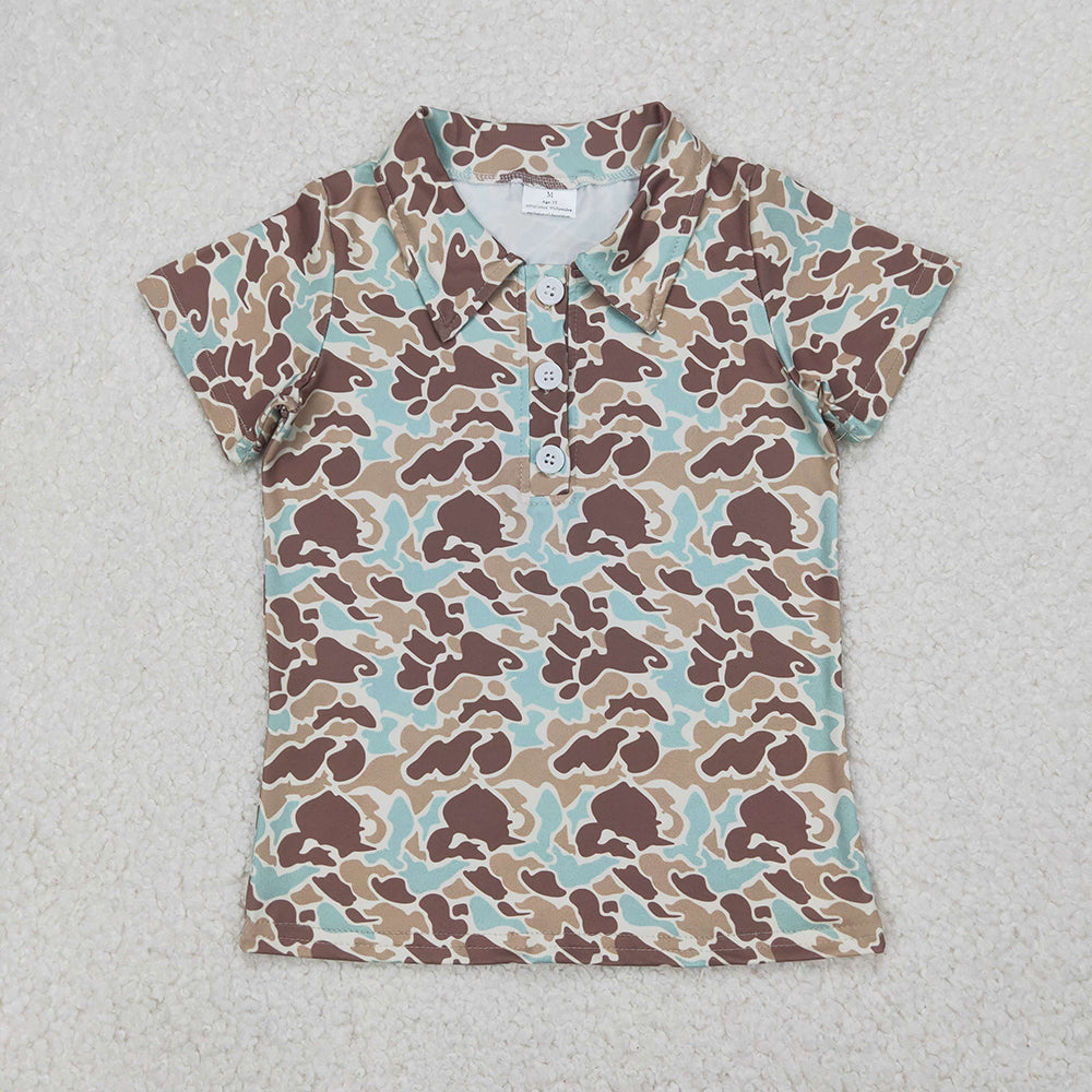 Sibling Baby Boys Short Sleeves Button Camouflage Polo Shirts Tops