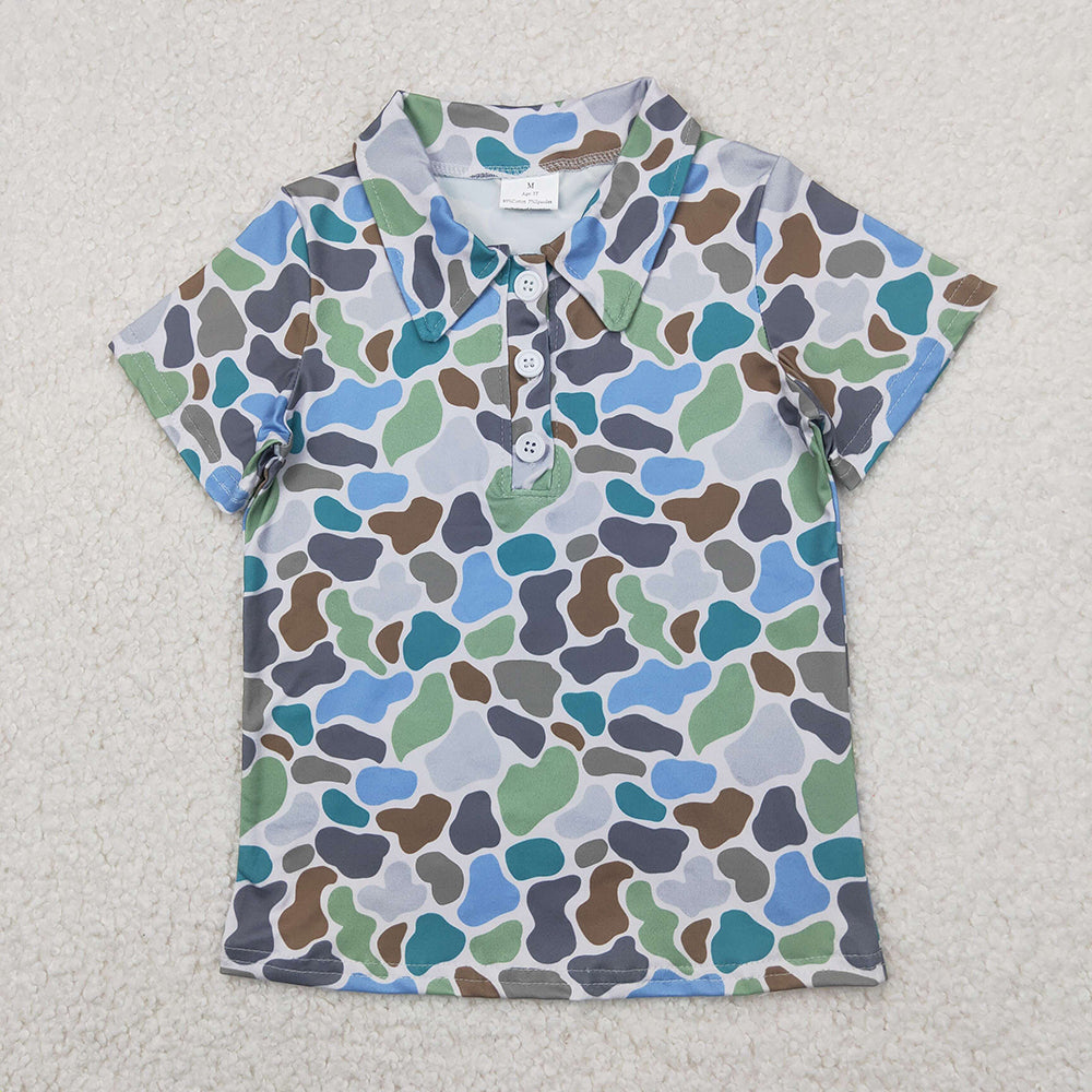 Sibling Baby Boys Short Sleeves Button Camouflage Polo Shirts Tops