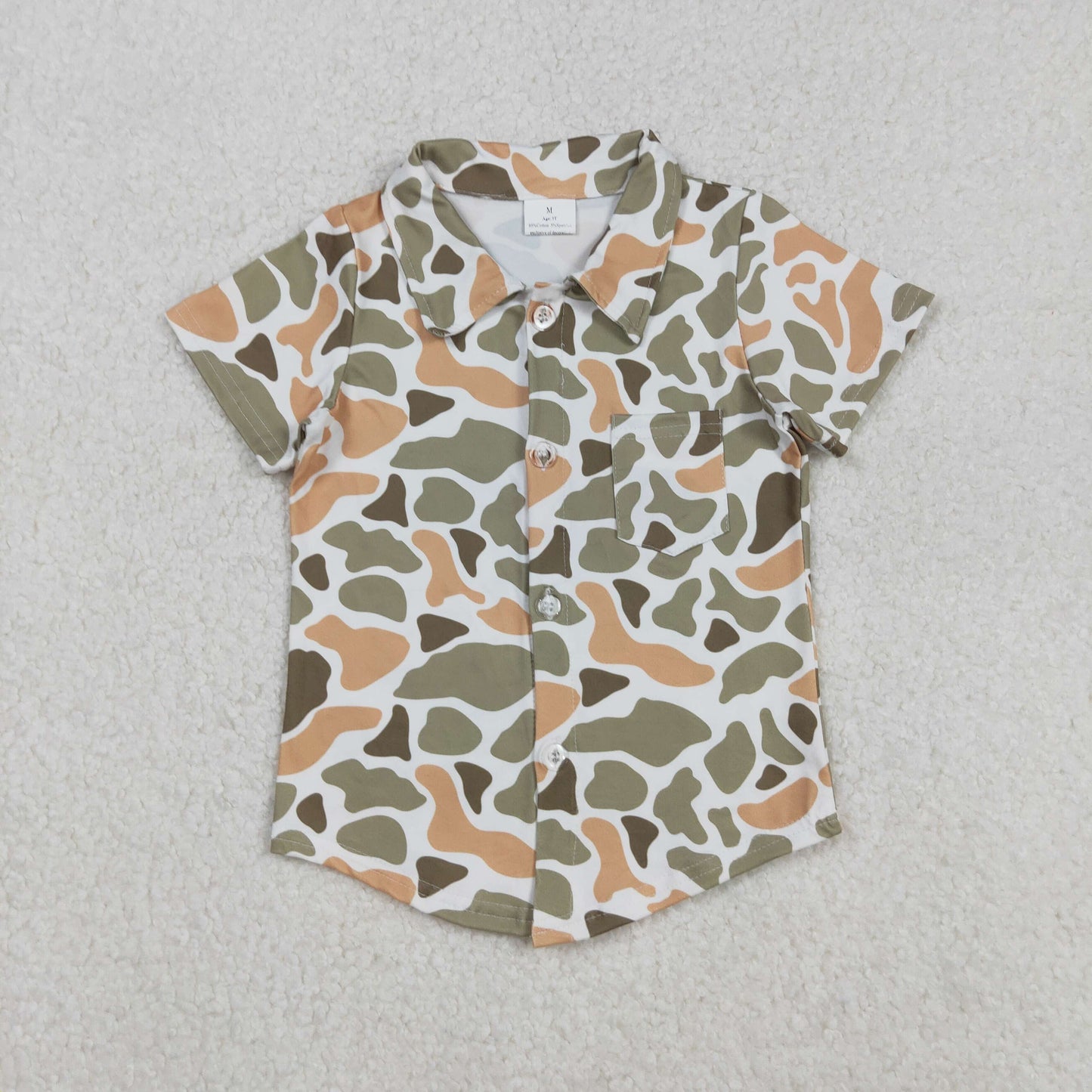 BT1312 Baby Boys Orange Green Camo Button Pocket Hunting Shirts Top