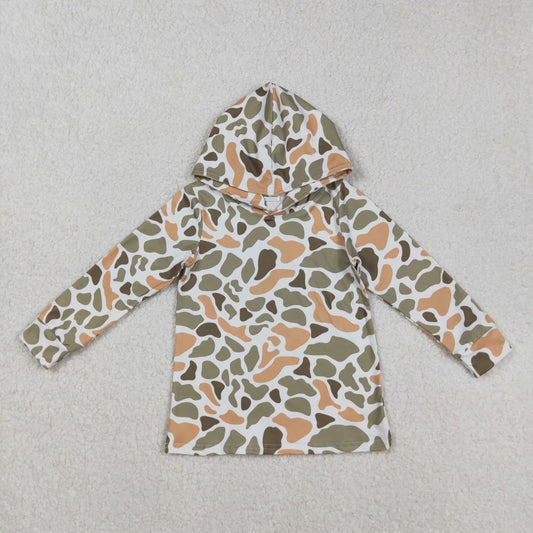 BT1313 Baby Boys Orange Green Camo Long Sleeve Southern Hoodies Top