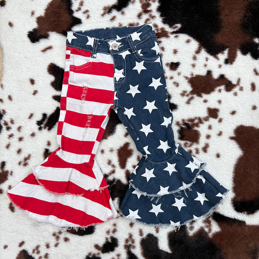 girls 4th of July stars stripes denim jeans c3-14