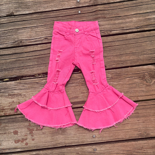 Dark Pink Girls Bell Bottom Denim pants jeans D14-14