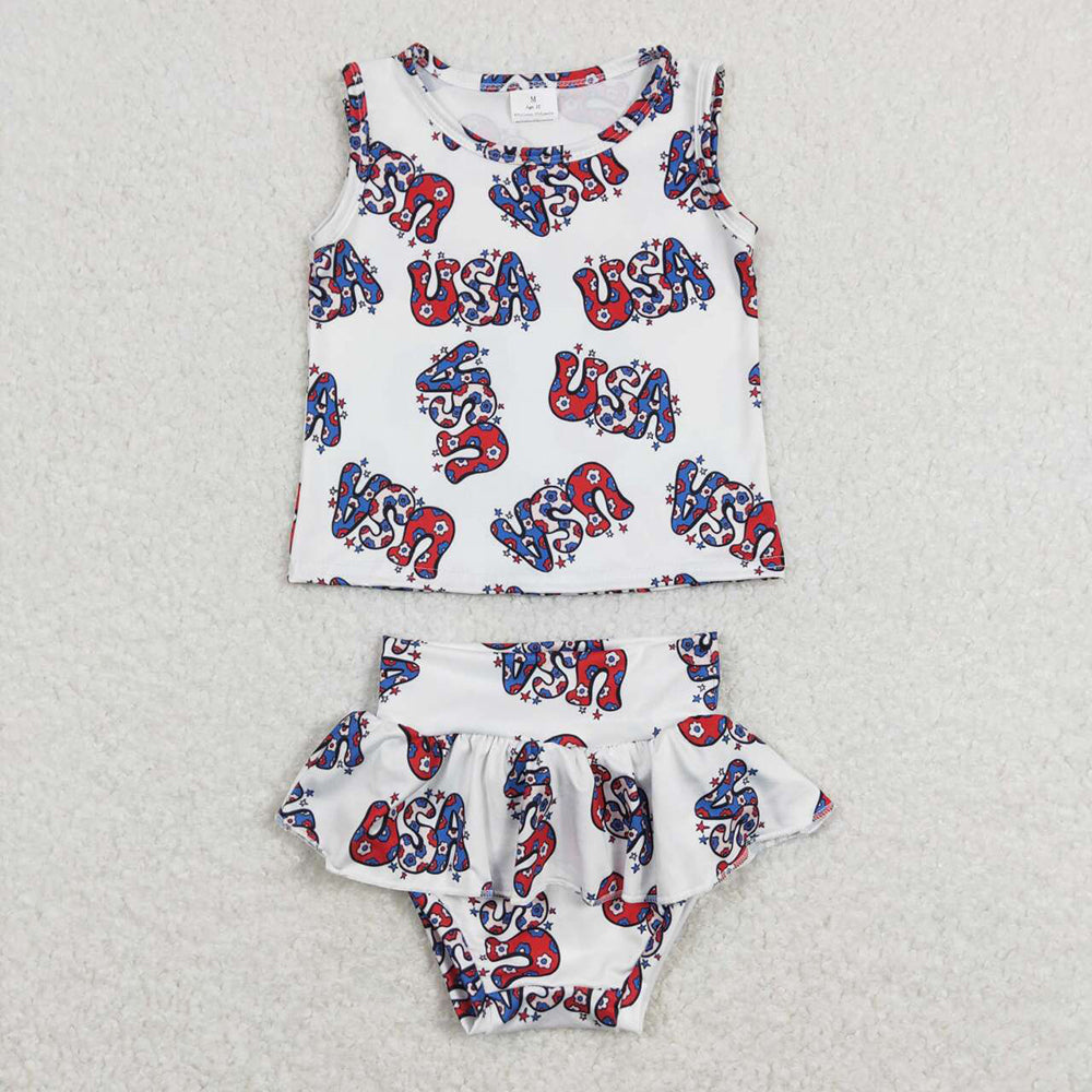 GBO0225 baby girl clothes girl 4th of July patriotic bummies set