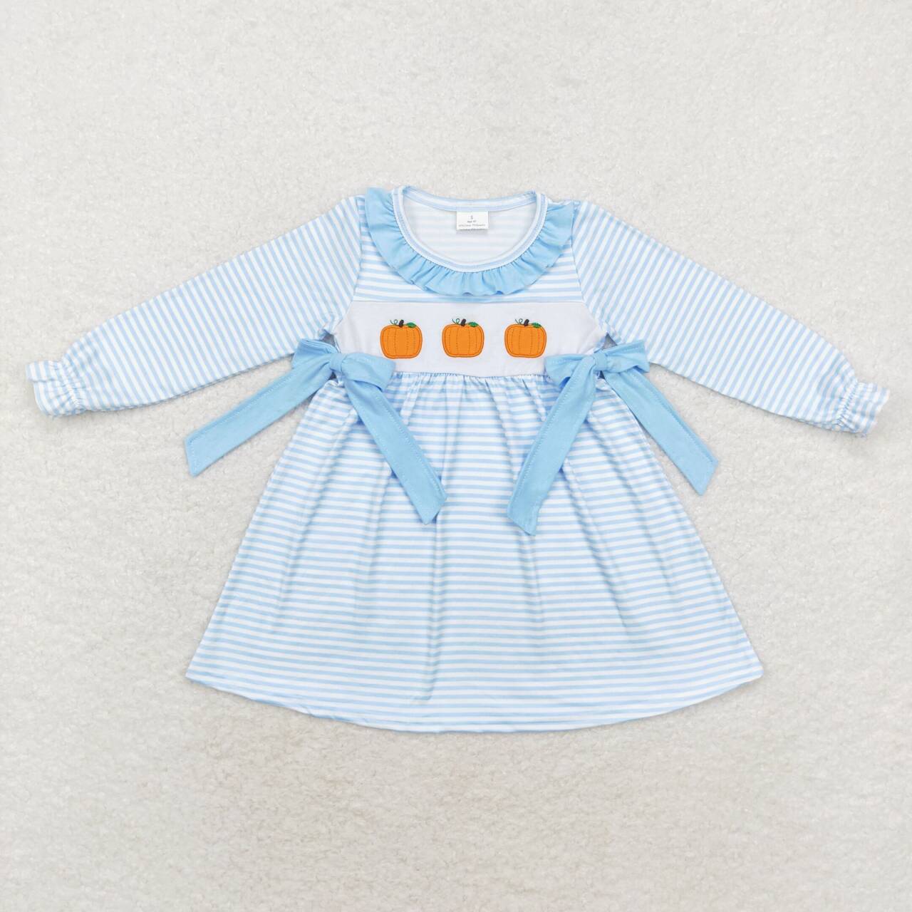 GLD0614 toddler girl clothes embroidery pumpkin girl thanksgiving winter dress