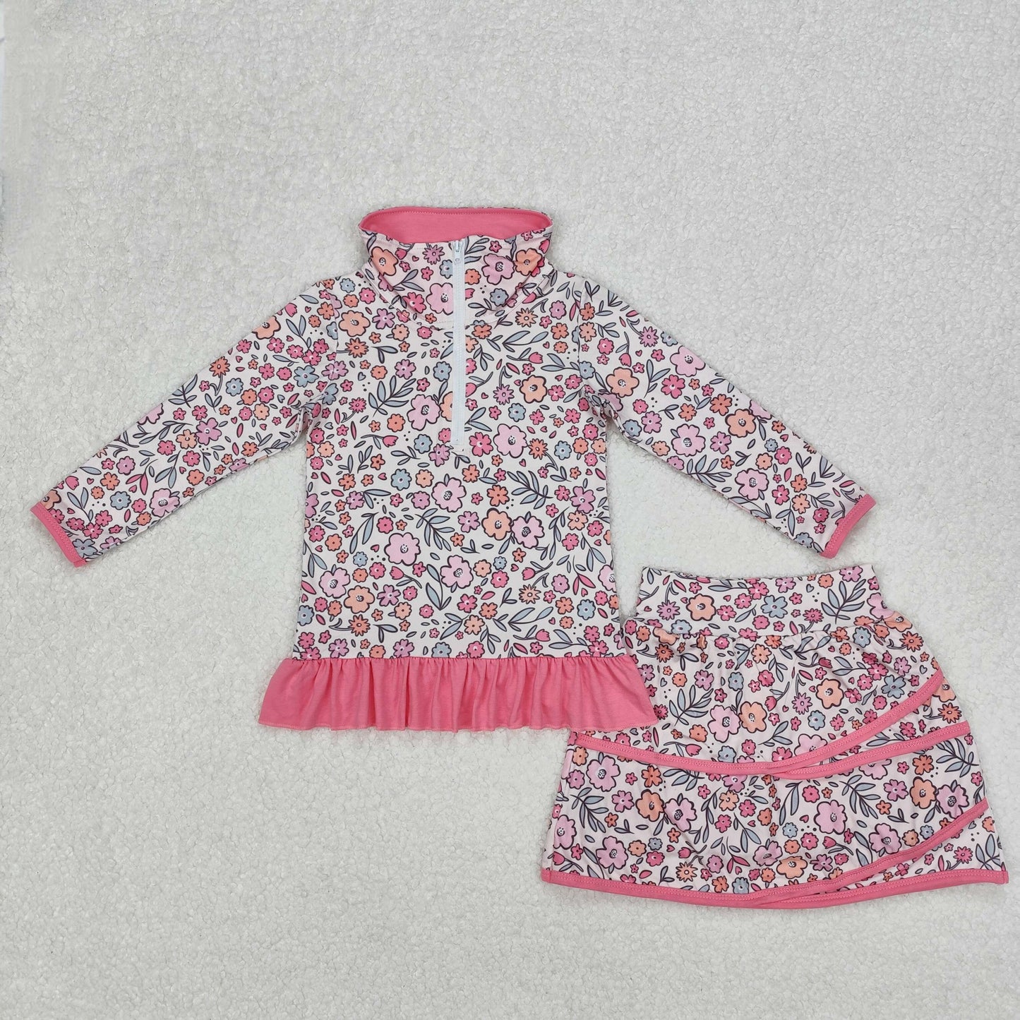 GLD1011 baby girl clothes floral toddler girl skirt outfit