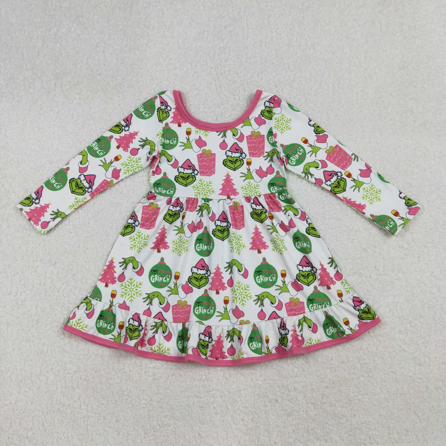 GLD1277 Baby Girls Grin Gifts Lights Christmas Ruffle Knee Length Dresses