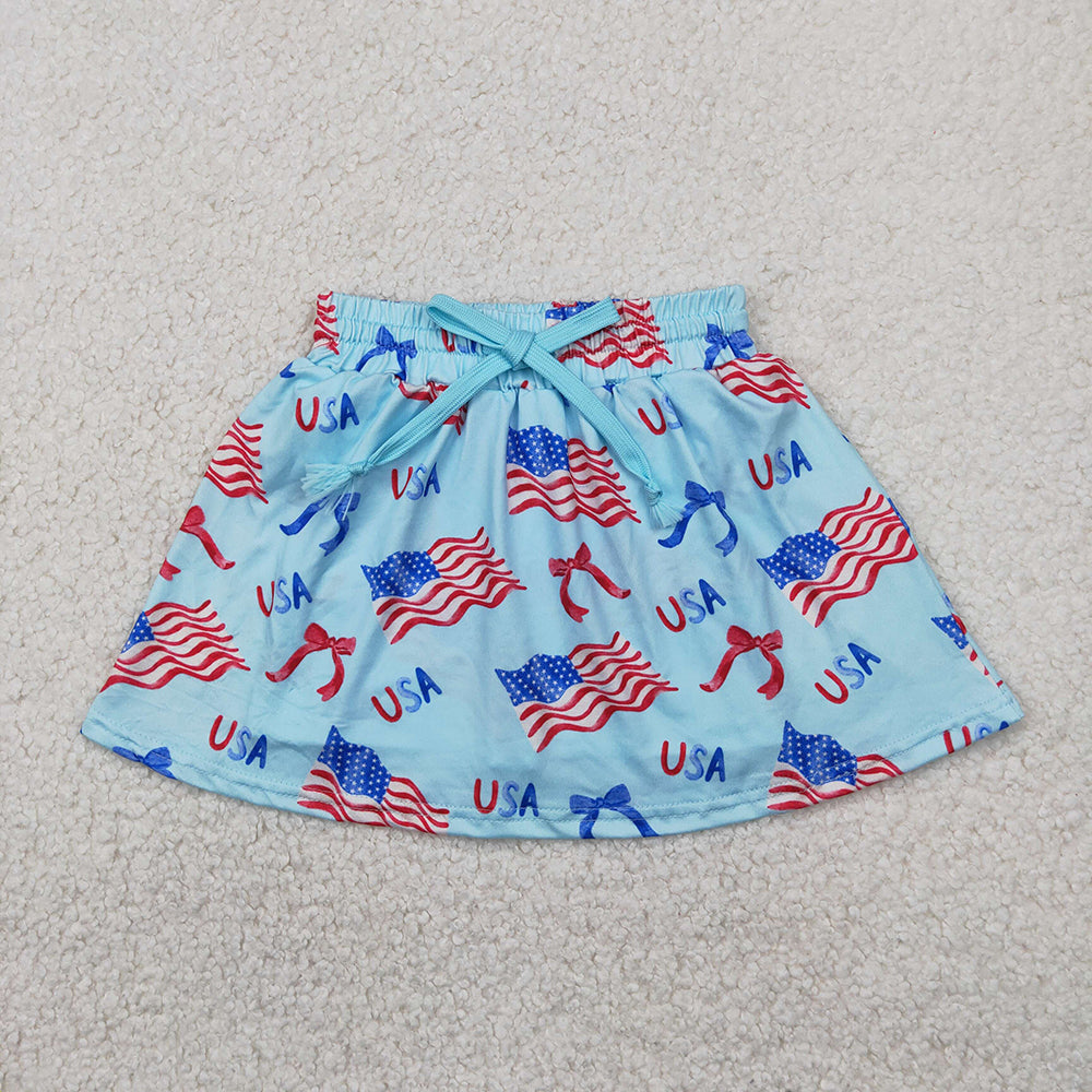 Sibling 3 Colors Baby Girls 4th Of July Summer Skorts Skirts