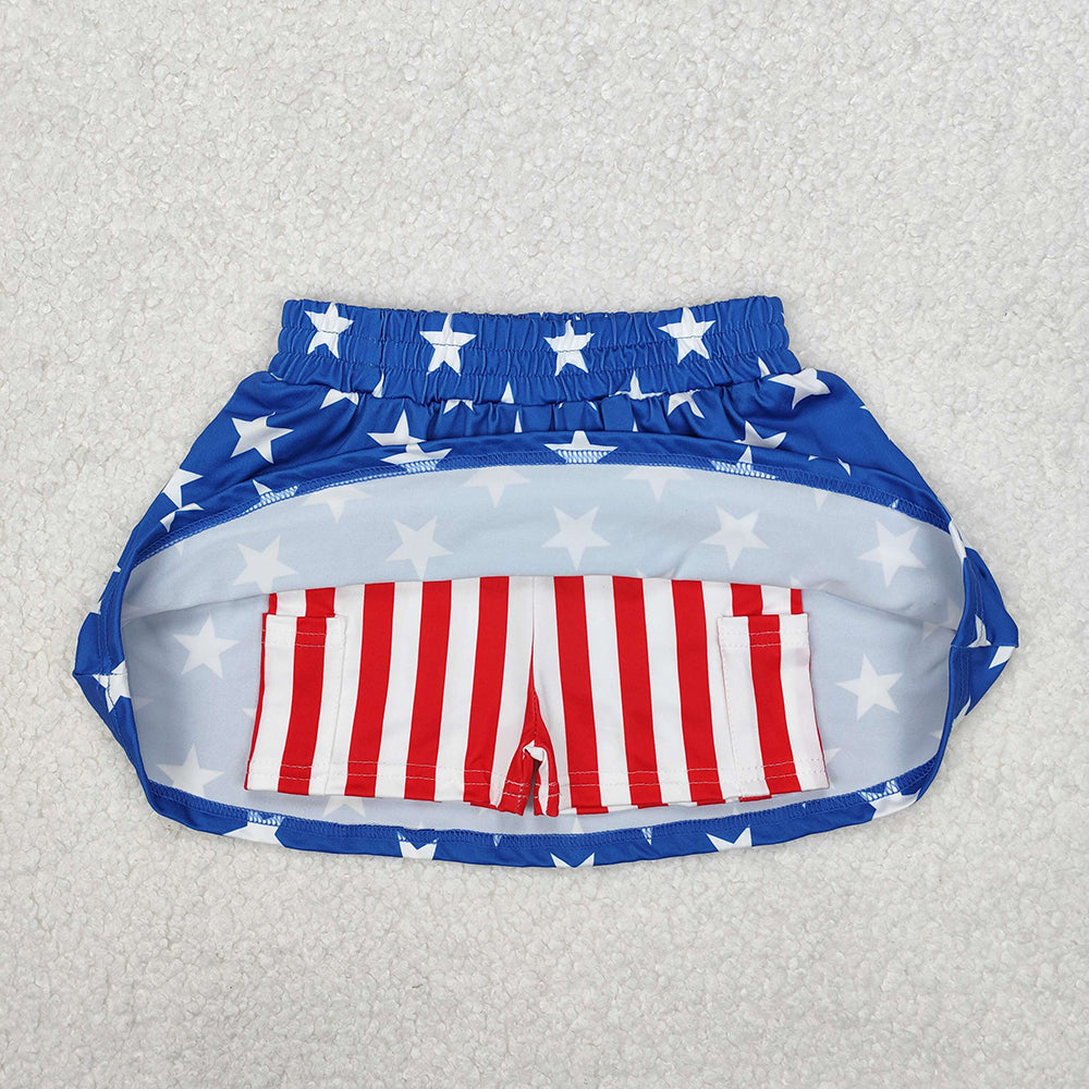 Sibling 3 Colors Baby Girls 4th Of July Summer Skorts Skirts