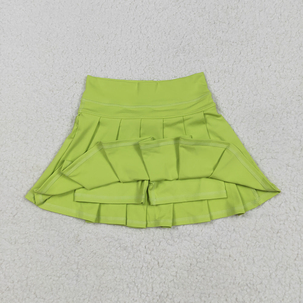 GLK0081 Baby girls Lime Green yoga tennis pleated shorts skirts bottoms