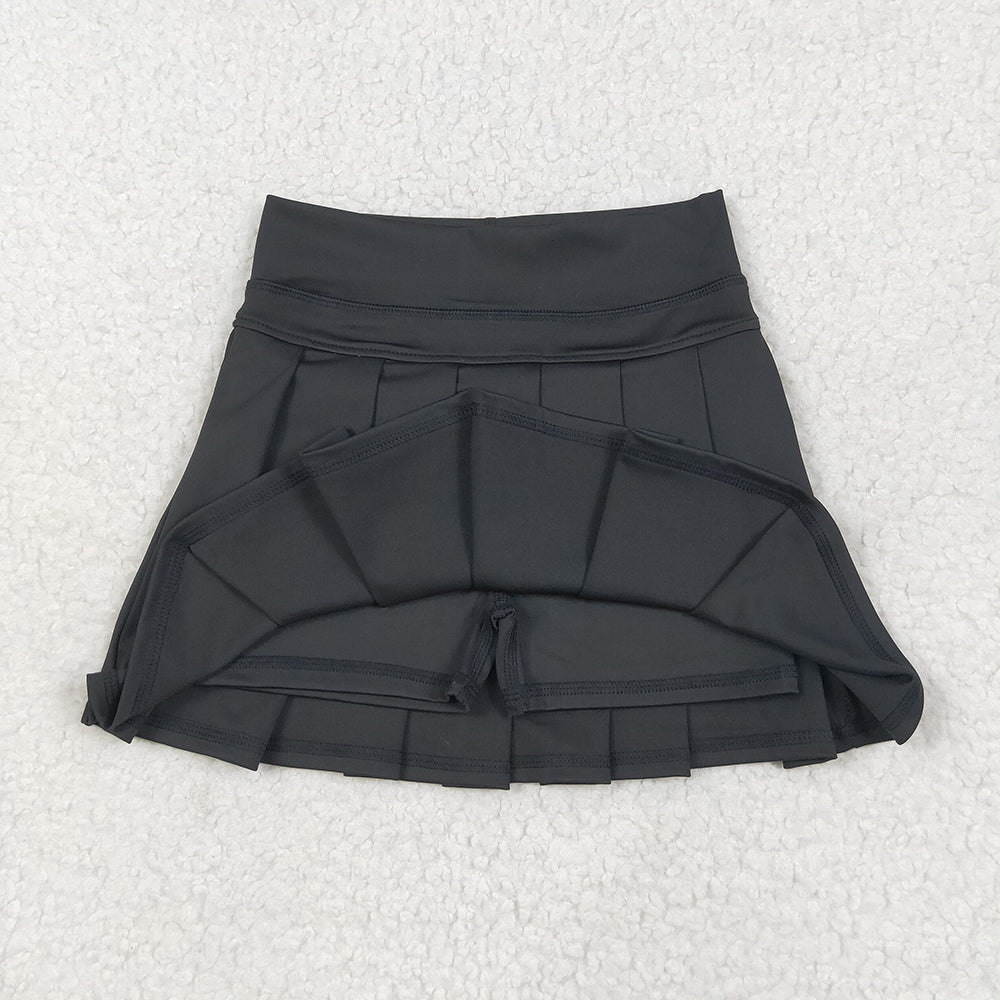 GLK0087 Baby girls Black yoga tennis pleated shorts skirts bottoms
