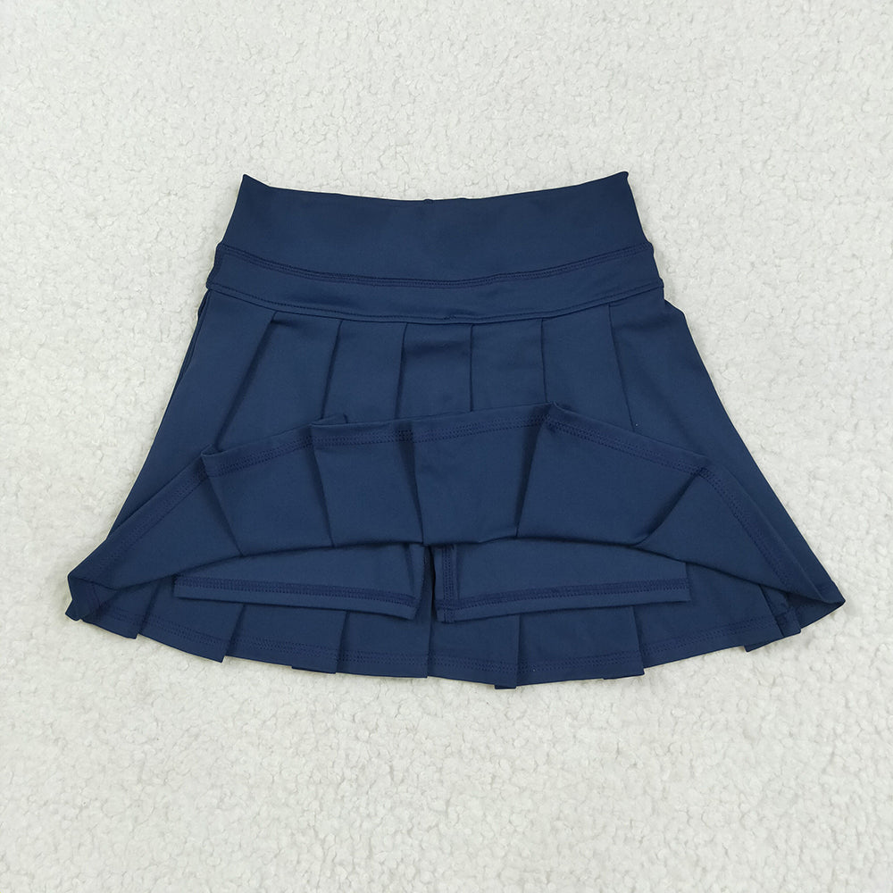 GLK0122 toddler girl clothes navy athletic summer yoga Pleated Skirts