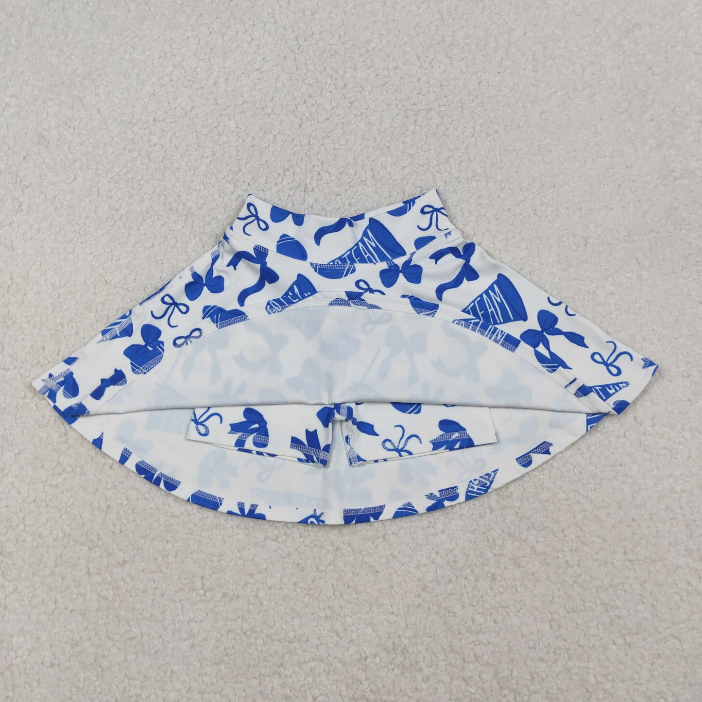 GLK0138 Baby Girls Blue Bows Footballs Go Team Yoga Active Skirts Short Bottom