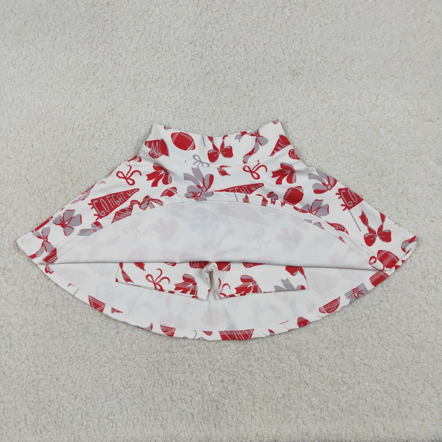 GLK0141 Baby Girls Red Bows Footballs Go Team Yoga Active Skirts Short Bottom