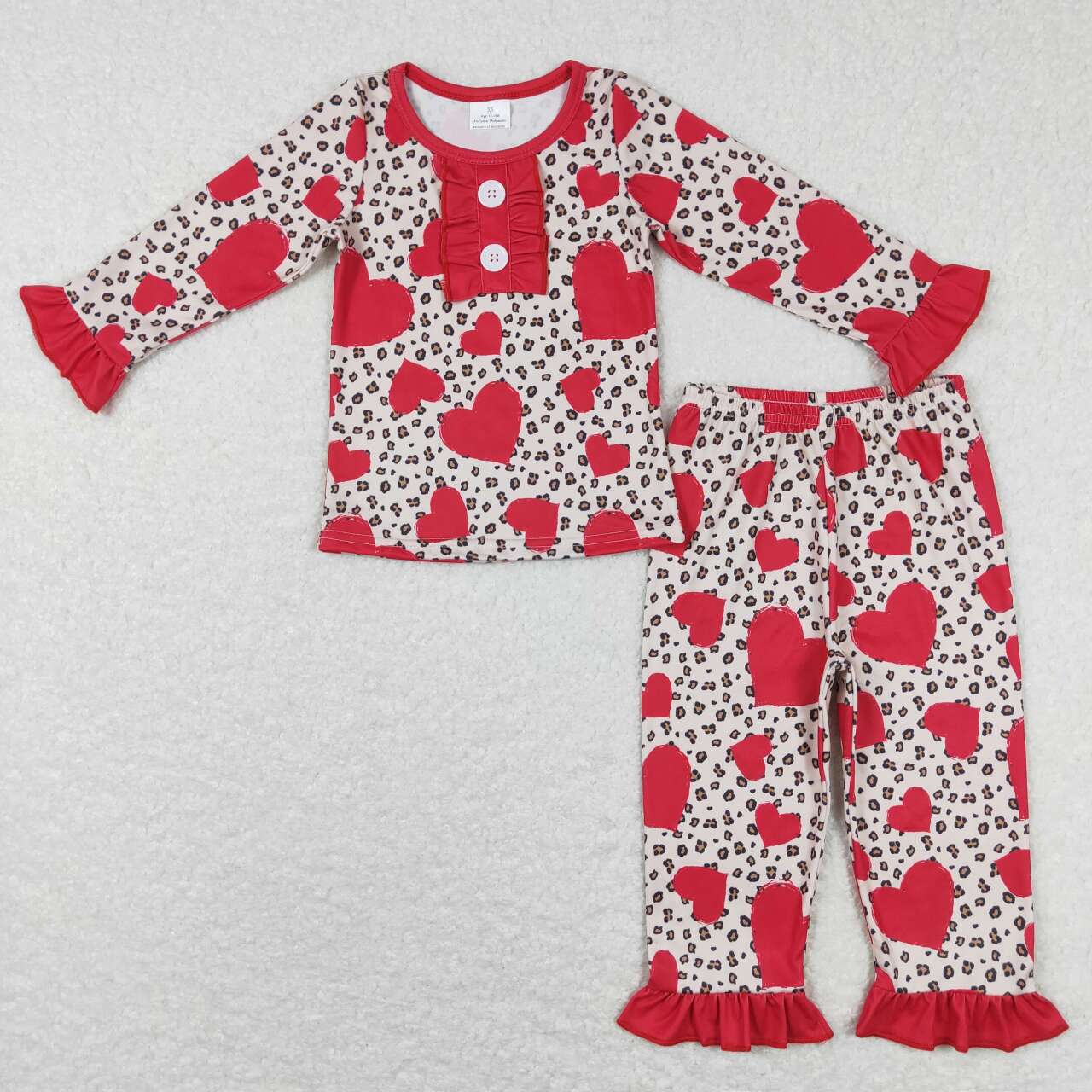 Sequined Heart Romper Top And Leopard Pants Set In For Newborn