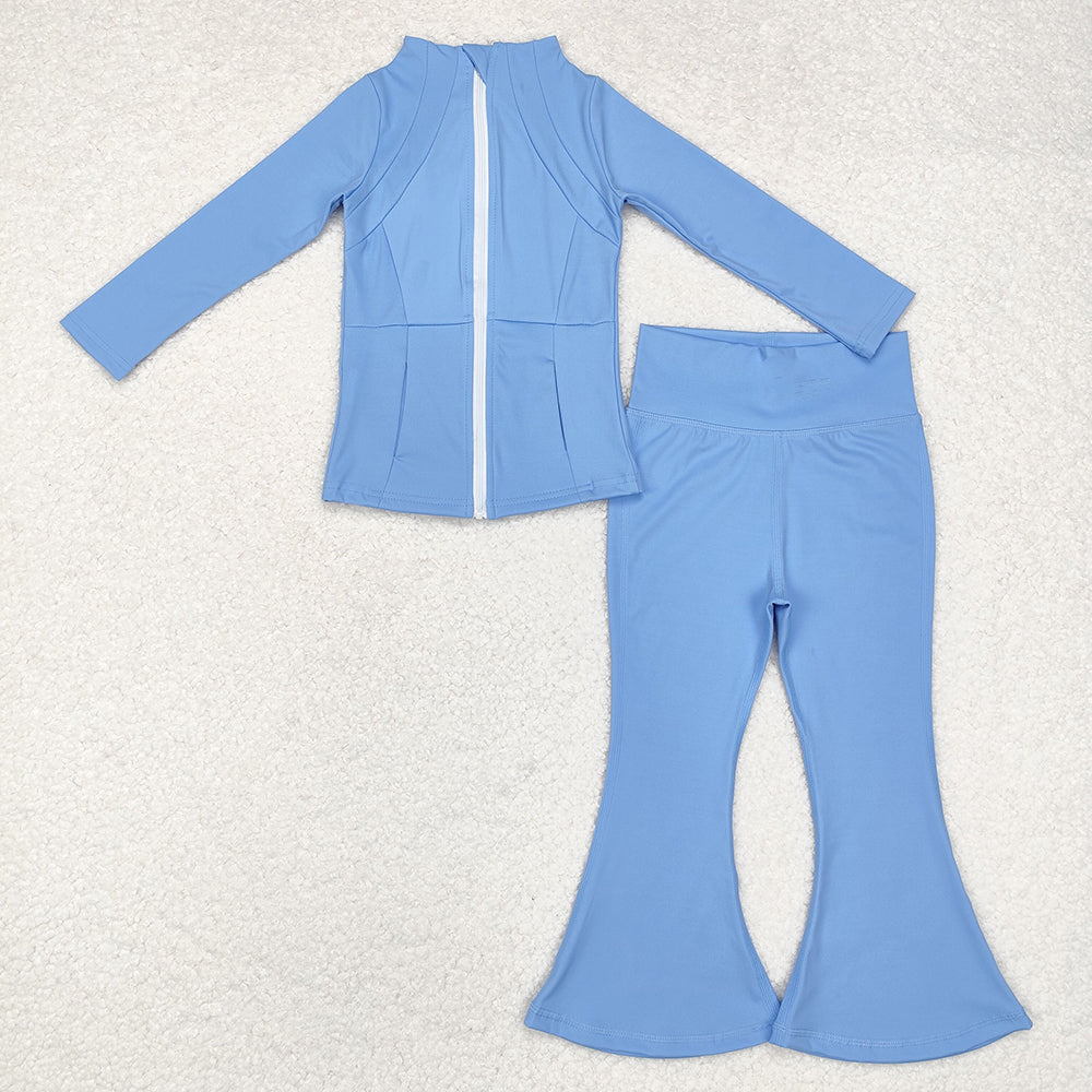 8 Colors Sibling Baby Girls Yoga Active Wear Jackets Pants 2pcs Work Outfits Sets