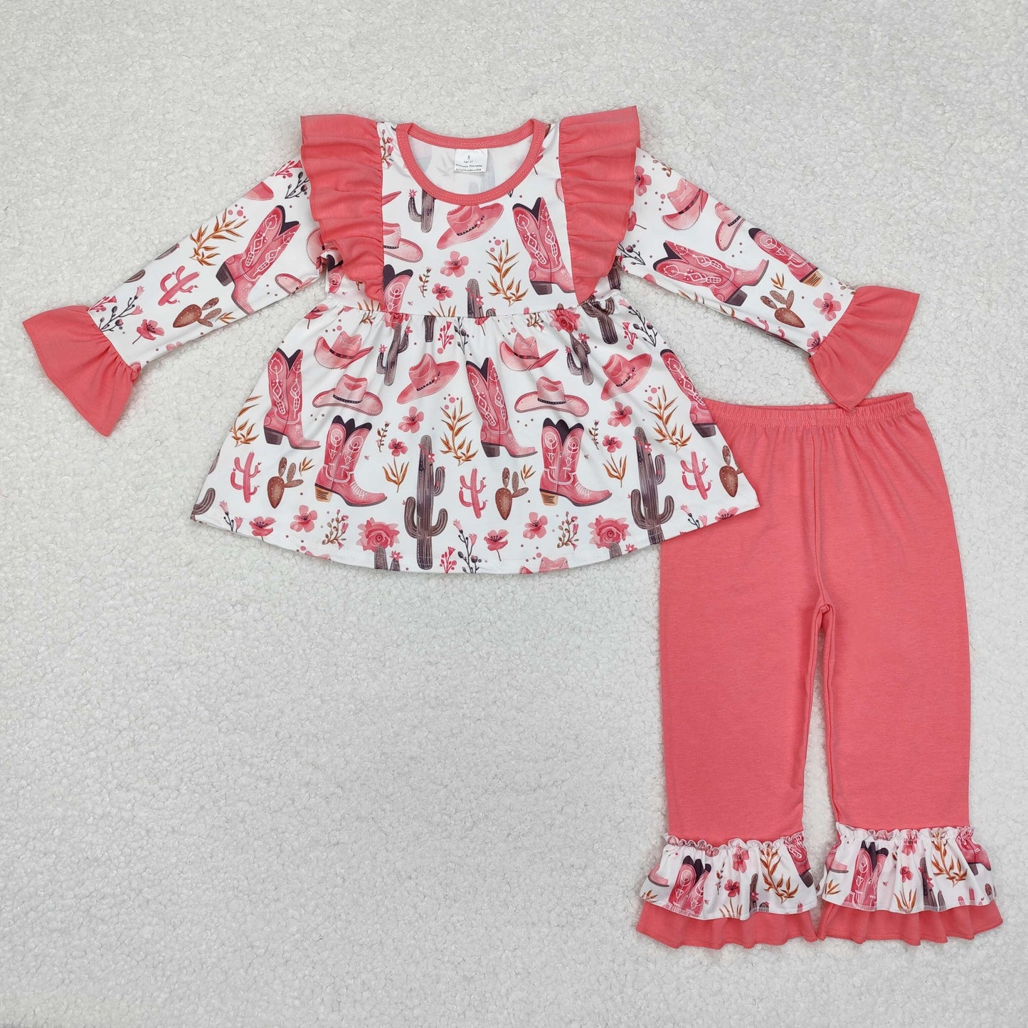 Sibling Baby Girls Long Sleeves Colorful Floral Bows Plaid Tunic Ruffle Pants Sets