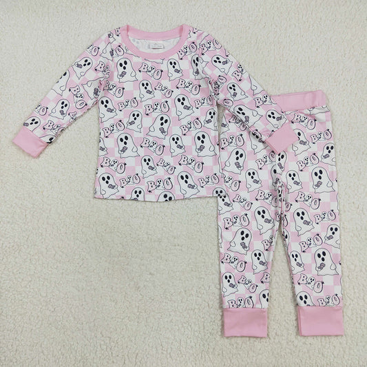 GLP2433 toddler girls clothes Halloween Pink Ghosts pajamas sets