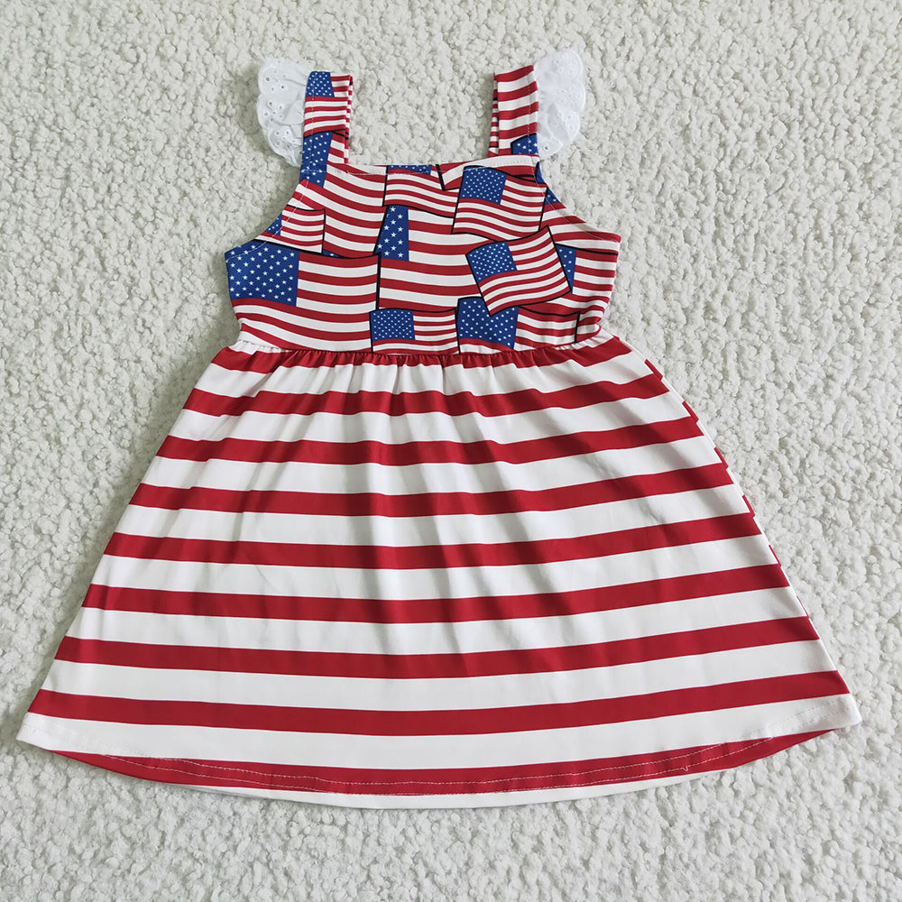 4th of July stripes flags ruffles dresses GSD0042
