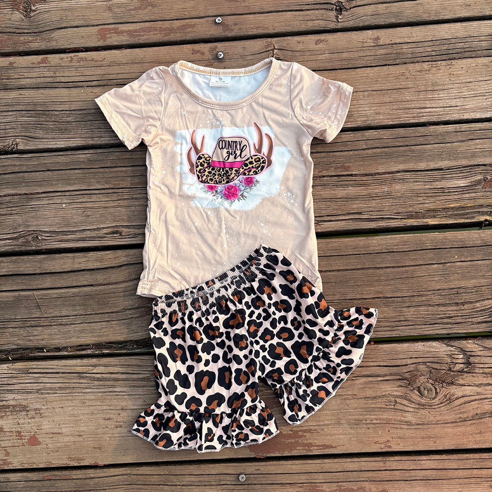 Sibling Baby girls cowgirls summer shirts shorts western outfits sets