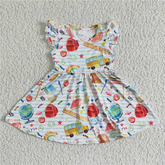 girls Back to school short sleeve Dress GSD0085