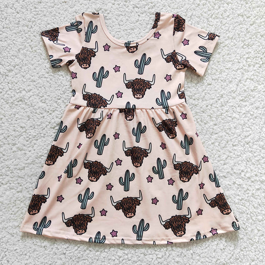 girls heifer & cactus short sleeve Dress GSD0178