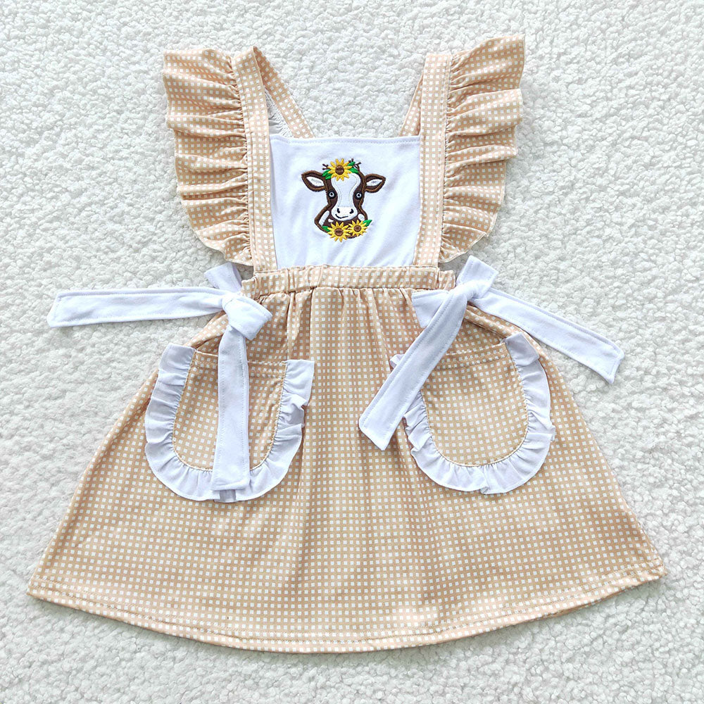 Sibling Boys Baby Girls Western Sunflower Cow Outfits Suits
