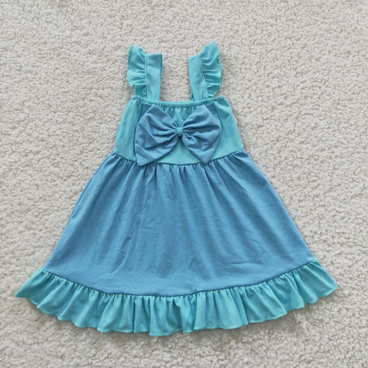 kids blue bowties princess dress GSD0341