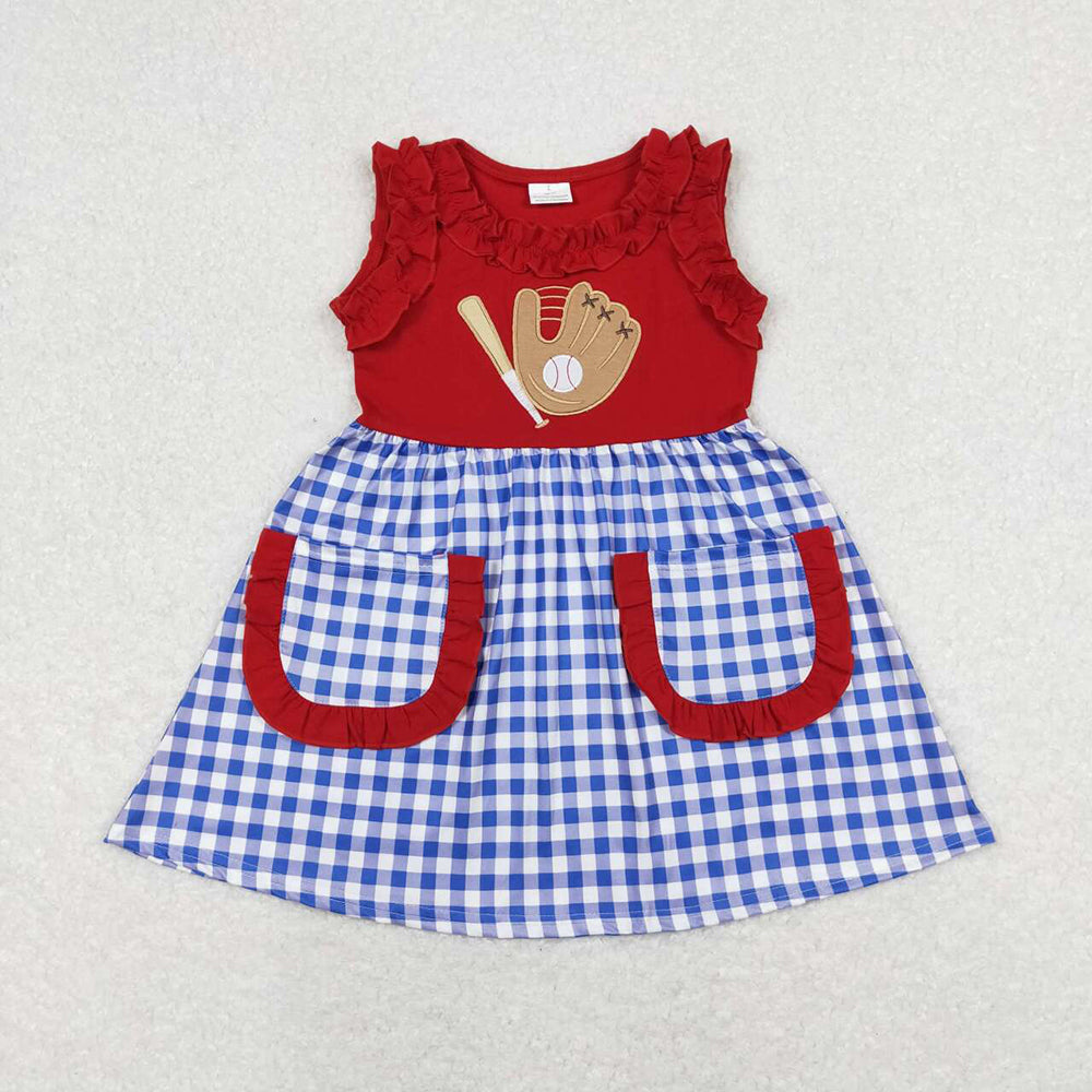 GSD0566baby girl clothes girl baseball summer dress
