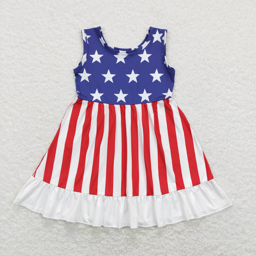 Sibling Baby Girls Stars 4th Of July Knee Length Dresses