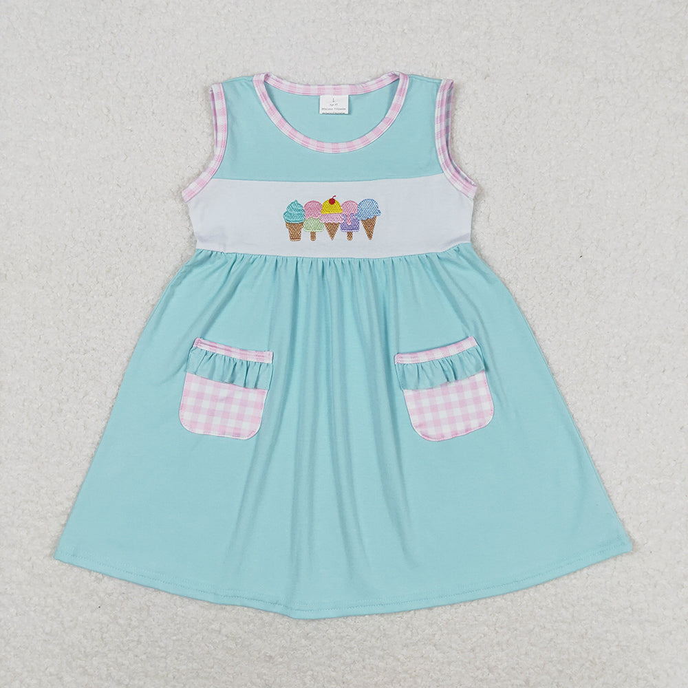 GSD0956 toddler girl clothes embroidery popstick summer dresses