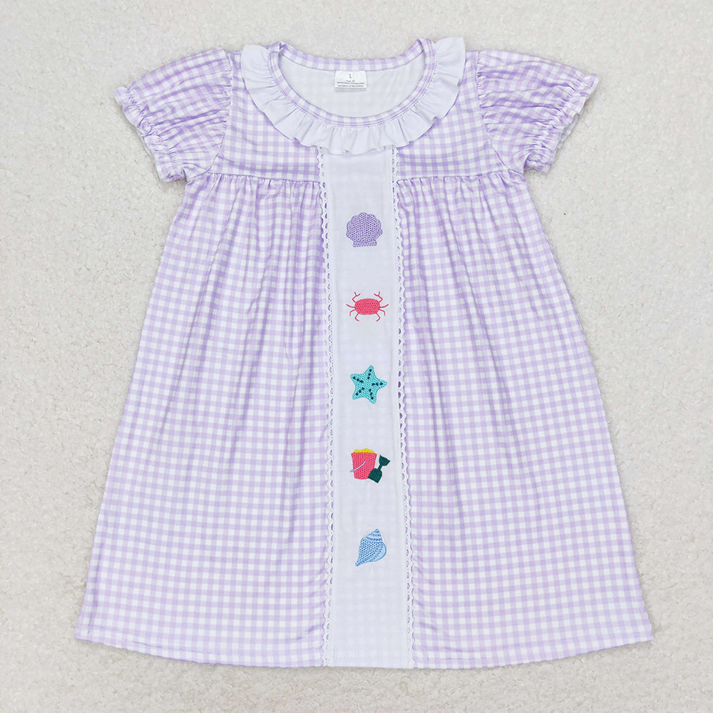 GSD1021 toddler girl clothes embroidery seashells summer dresses