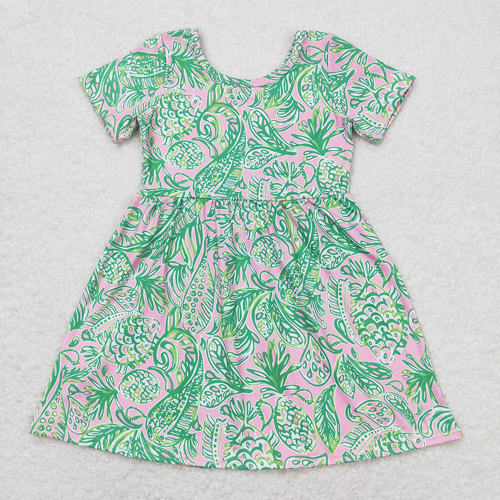 GSD1113 toddler clothes green fishes baby girl summer dress