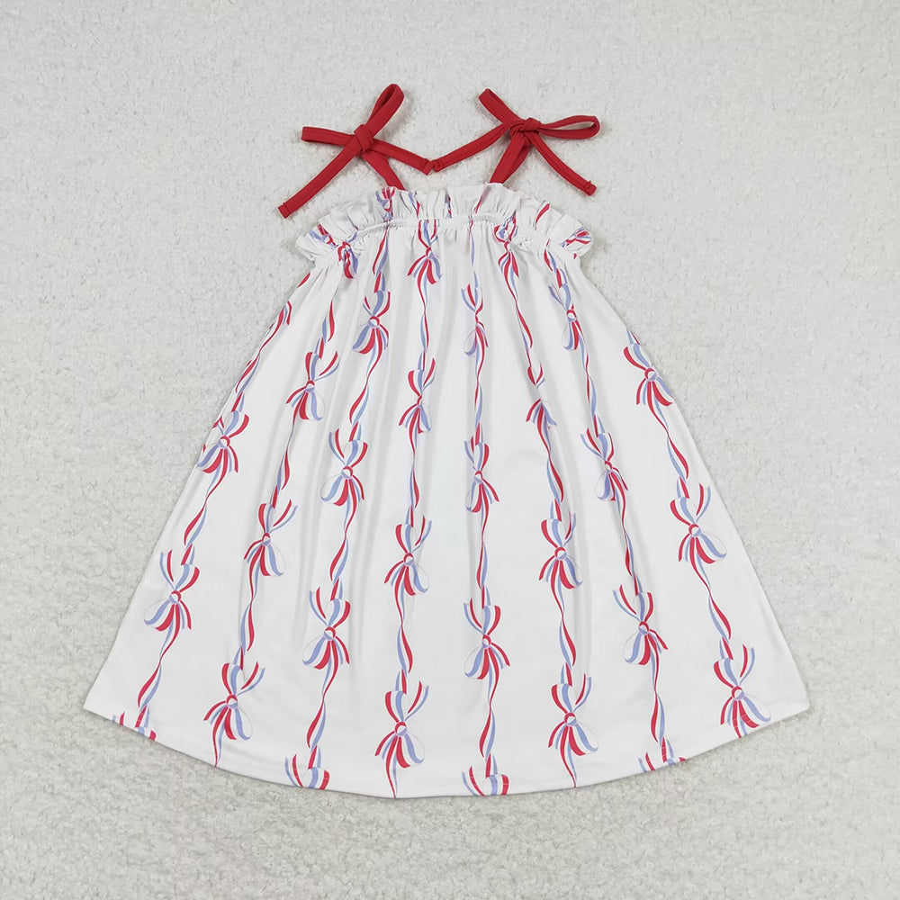 GSD1274 baby girls clothes 4th of July star patriotic summer bows dresses