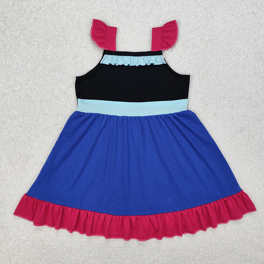 GSD1880 toddler clothes black blue princess baby girl summer dresses