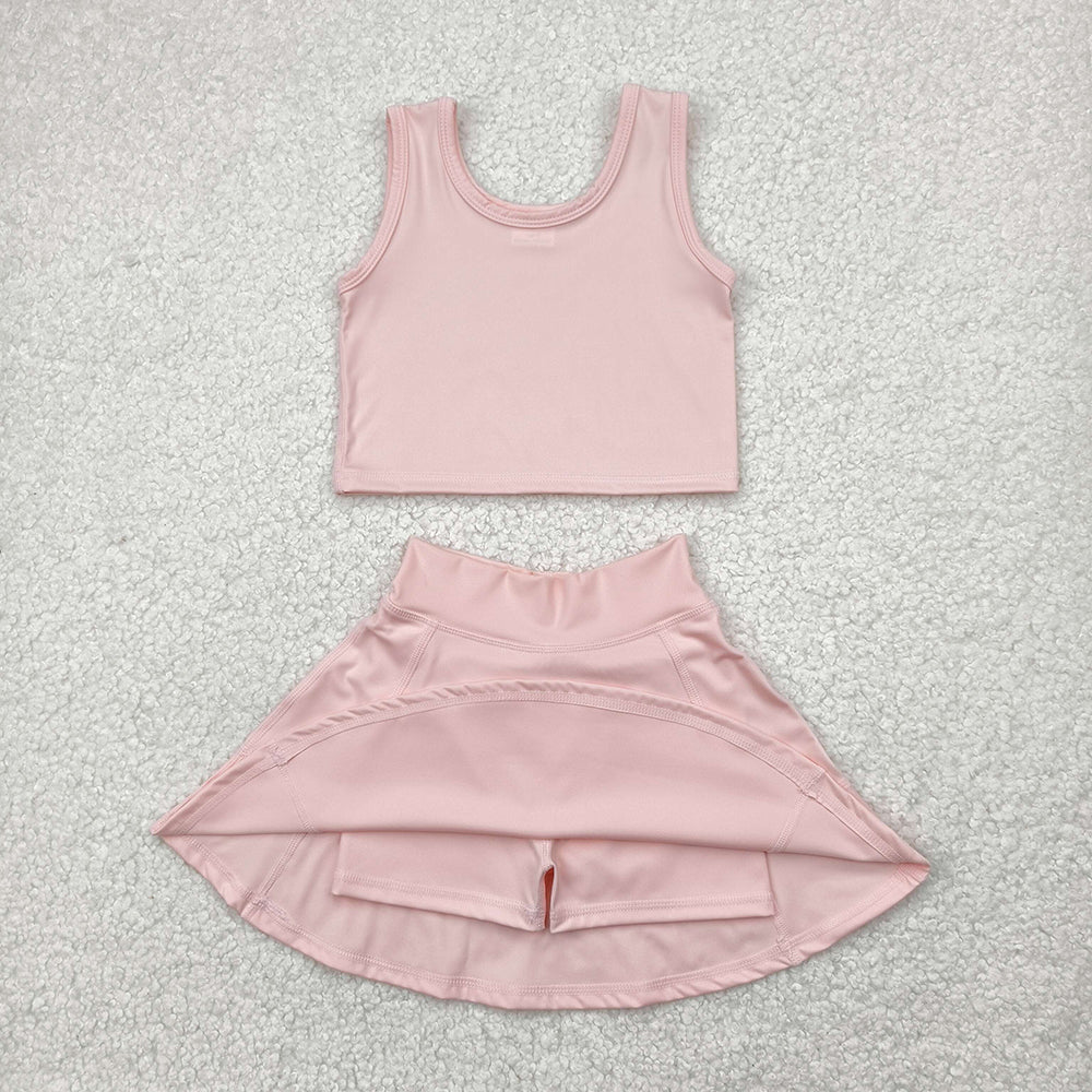 GSD1977 Baby Girls Pink Crop Top Skorts Skirts Outfits Active Sets