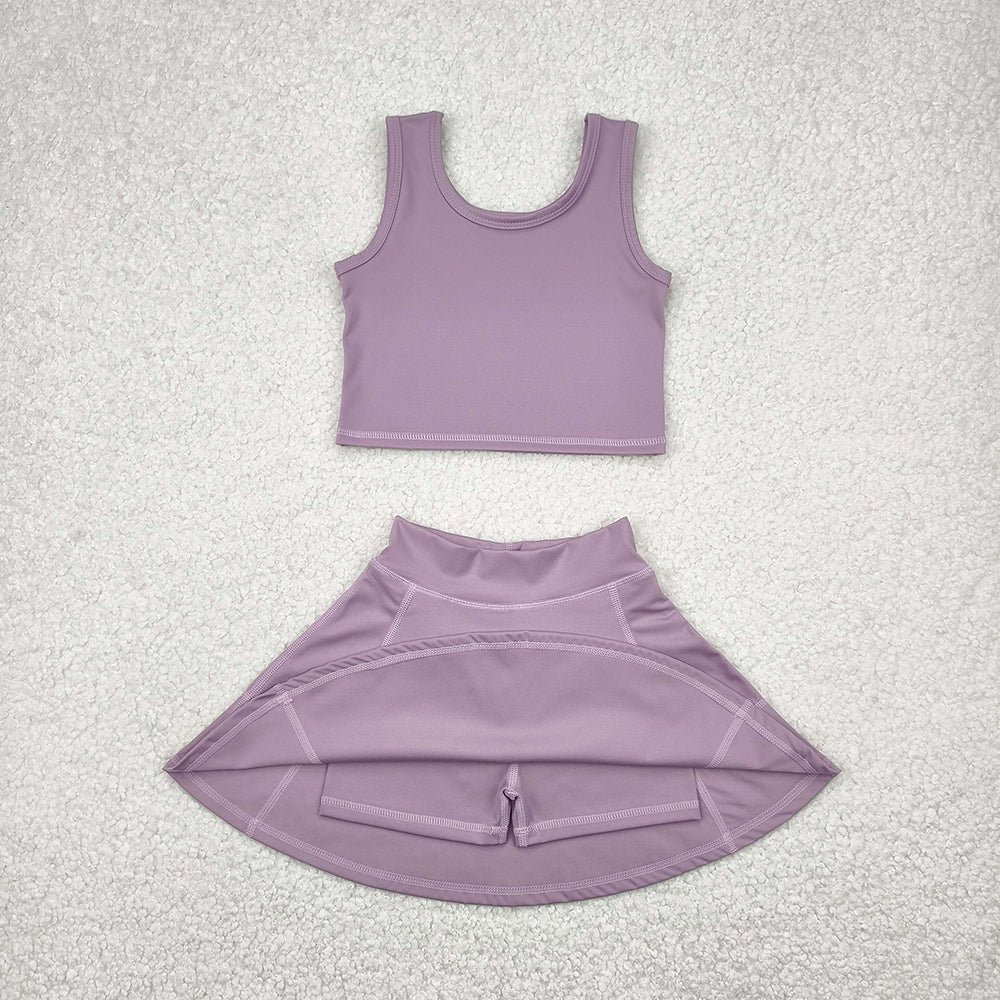 GSD1980 Baby Girls Lavender Crop Top Skorts Skirts Outfits Active Sets