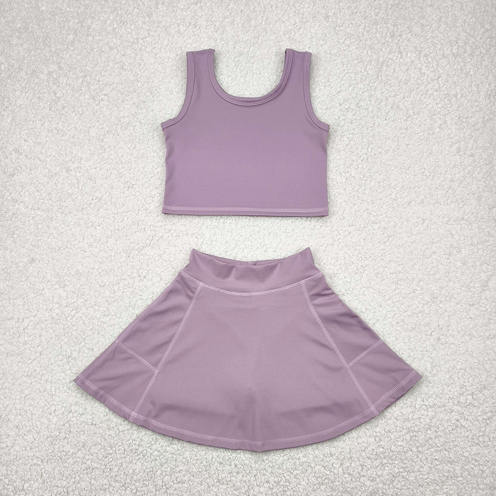 GSD1980 Baby Girls Lavender Crop Top Skorts Skirts Outfits Active Sets