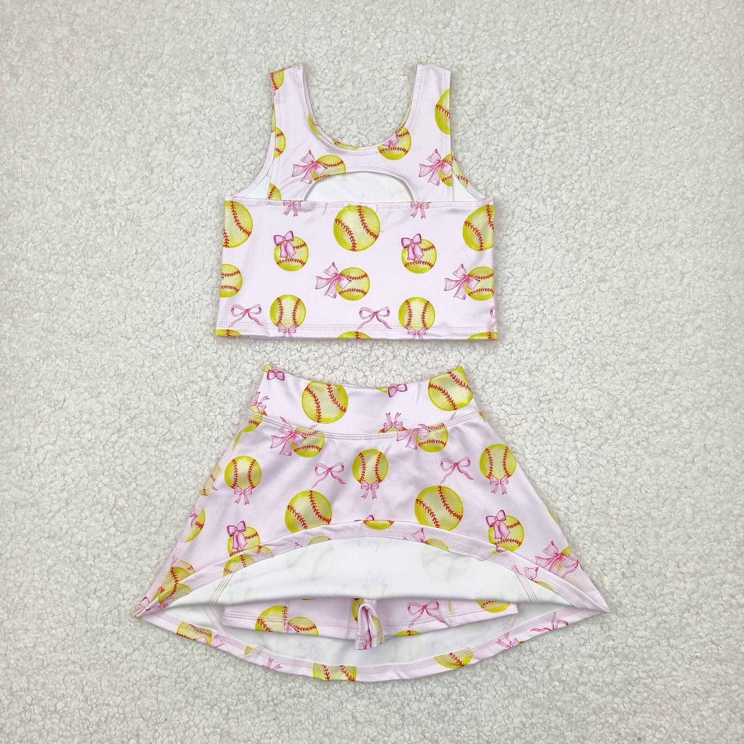 Sibling Baby Girls Football Baseball Cheer Yoga Active Wear Top Shorts Skirts Clothes Sets
