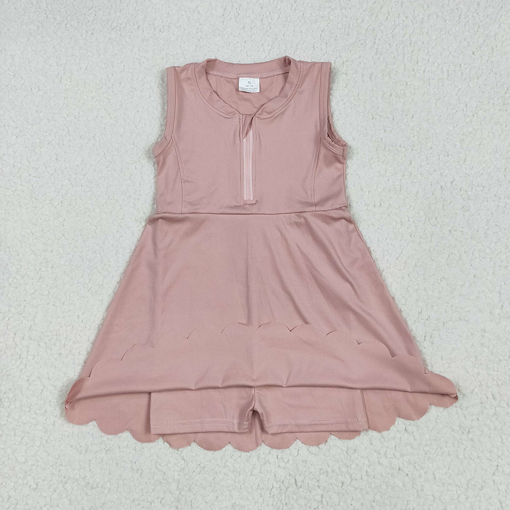 GSD2086 toddler girl clothes Sleeveless Dark Pink athletic summer yoga dresses