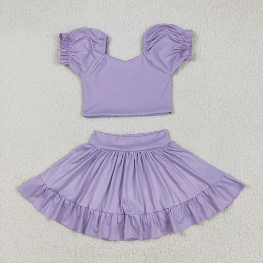 GSD2099 Lavender Crop Top Yoga Skorts Shorts Boutique Outfits Sets