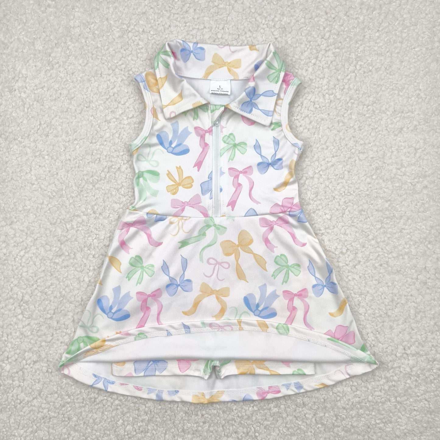 Sibling Baby Girls Colorful Bows Yoga Active Wear Skort Knee Length Dresses