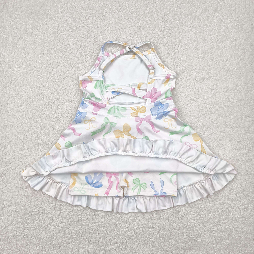 GSD2289 toddler girl clothes Colorful Bows athletic summer yoga dresses